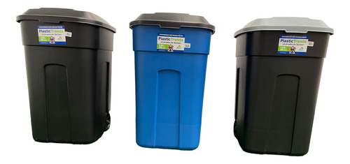 3 X Bote De Basura Tacho 135l Tapa Ruedas Llantas Seguro Pk Color
