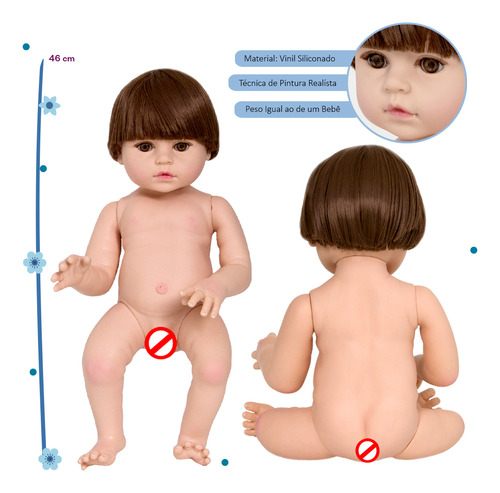 Bebê Reborn Masculino Realista Cabelo Castanho Com Pelúcia