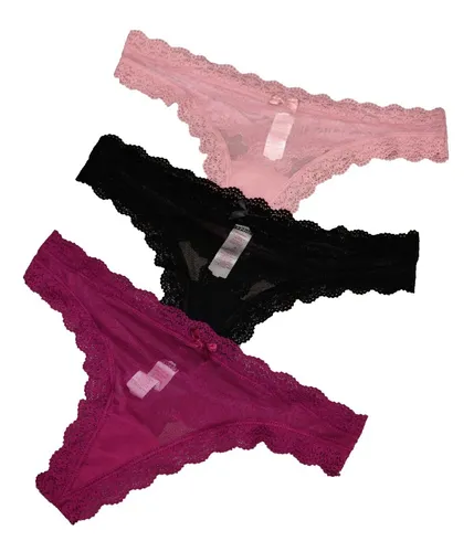 Tanga Sexy De Encaje Marca Sexybox Paquete De 3 Piezas Meses sin