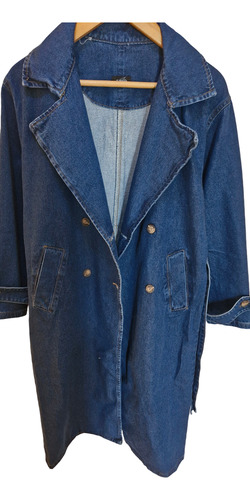 Saco -trench Tapado Largo Jean Azul L - X L