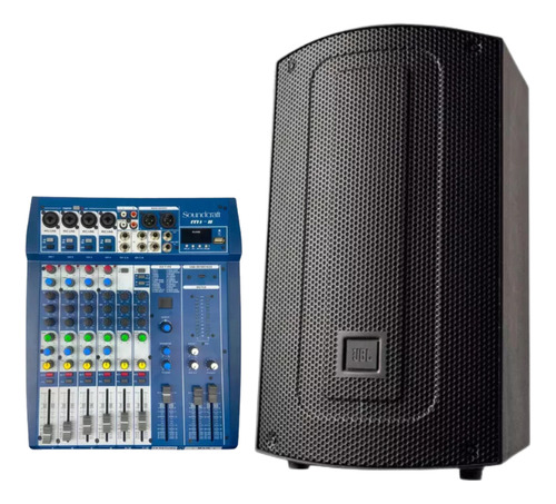 Kit Caixa Ativa Jbl Max 15 350w + Mesa De Som Soudcraft Mi-8