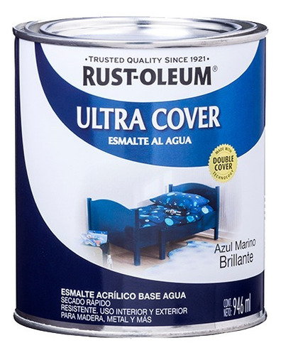 Esmalte Al Agua Ultra Cover Azul Marino Brillante 0.946 Lt