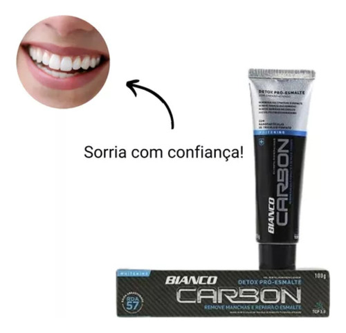 2 Pasta De Dente Bianco Carbon Carvao Ativado Clareadora100g