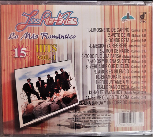 Cd Los Rehenes 15 Hits Vol. 1 (Usado)