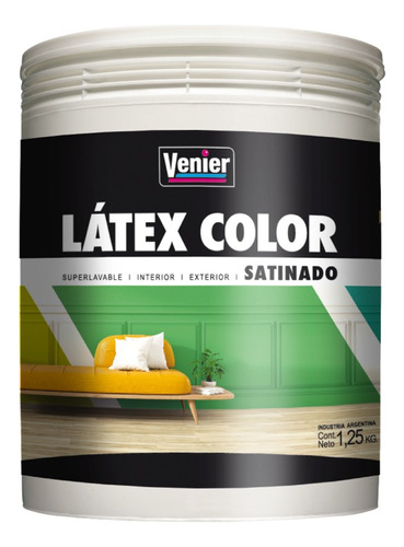 Látex Blanco Satinado Venier Int/ext Lavable Antihongo 1lt