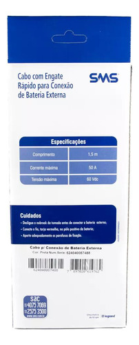 Cabo Com Engate Rápido Para Nobreak Sms 62404 - 1641