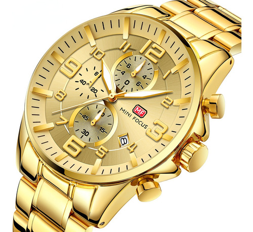 Relógios Masculinos Mini Focus Business Gold Big Dial