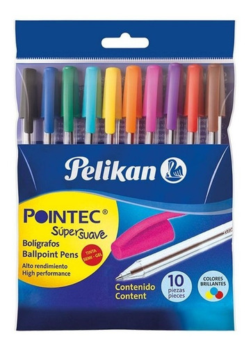 Lapicera Bolígrafo Birome Color Pelikan Pointec Blister X 10