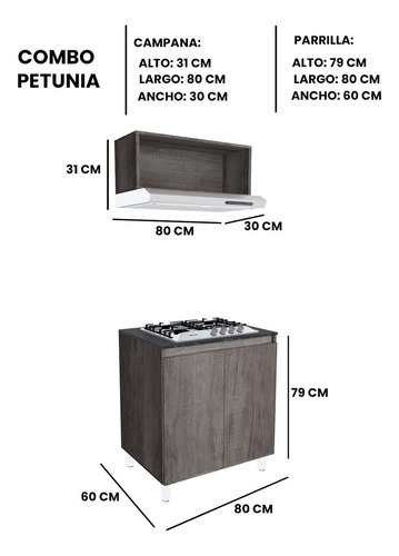 Cocina Integral Completa Decomobil Con Parrilla Y Campana Color Lombardia