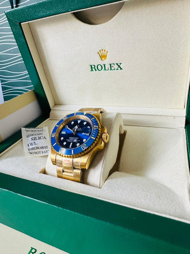 Reloj Rolex Submariner Dorado/azul Fullset De Caballero Gold Blue Blue (Usado)
