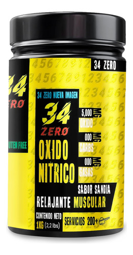 Óxido Nítrico 34 Zero 1 Kg 200 Servicios Pre Entreno