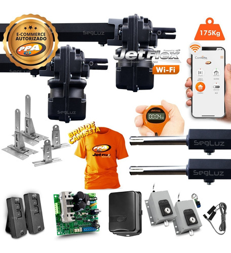 Kit Motor Portão Ppa Pivo Jet Flex Super Wifi Sup 2 Travas