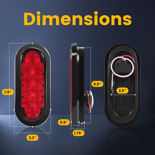 Luz Led Sumergible Ovalada Para Remolque - Paquete De 2