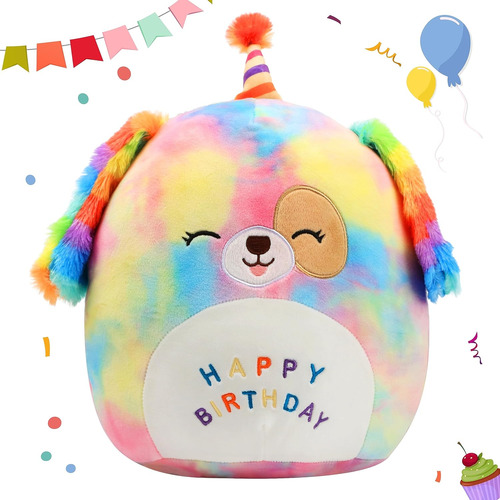 Cojín De Peluche Easfan 14 Rainbow Birthday Dog Soft Puppy..