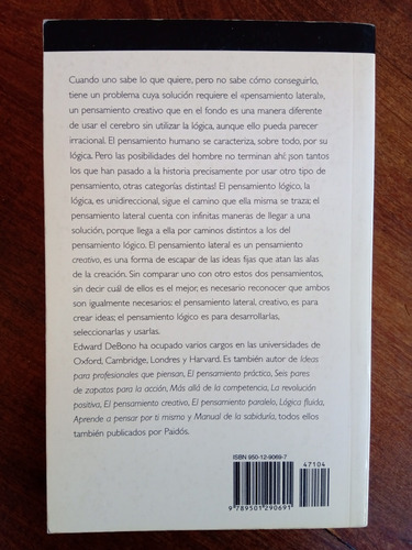 Imagen 2 de 4 de El Pensamiento Lateral Manual De Creatividad Edward De Bono