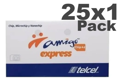 25x1 Tarjeta Simcard 2g 3g Chip Telcel 4.5g V 6.4 Amigo Cdmx