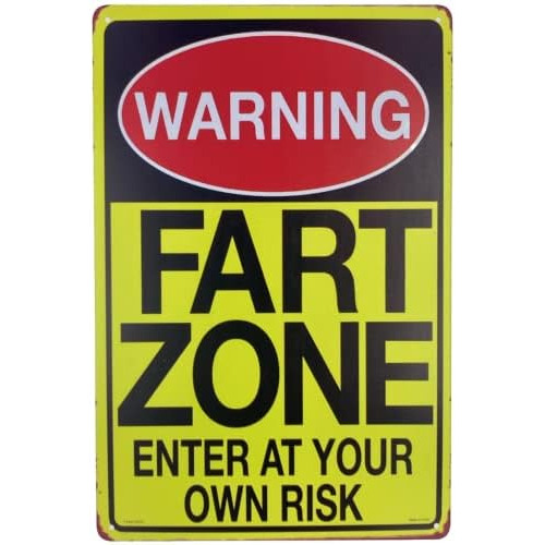 Tin Sign | Metal Wall Poster | Fart Zone Warning Enter ...