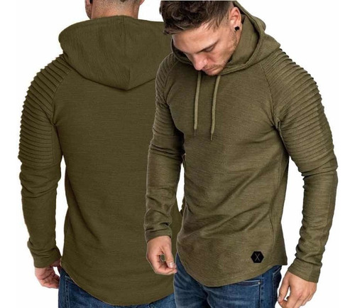 . Playera Hombre Manga Larga Con Capucha Slim Fit Moda