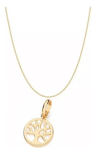 Colar Banhado Ouro 50 Cm Pingente Árvore Da Vida C/ Cor Dourado