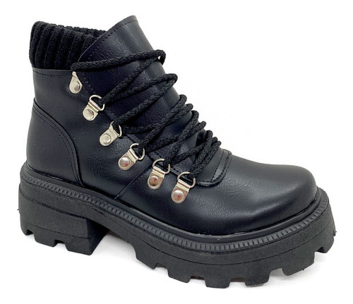 Botas Borcegos Mujer Puño Lana Botita Alpinos Taco Cordones 