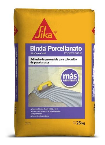 Adhesivo Impermeable Sika Binda Porcellanato 25 Kg