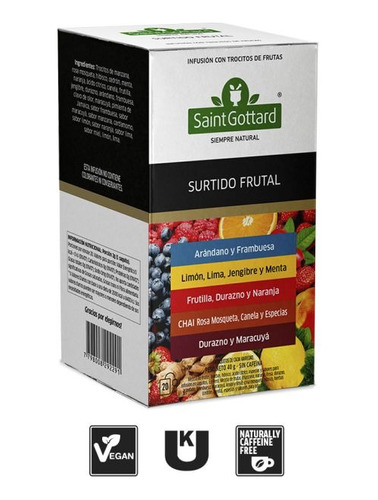 Pack X 6 Te Saint Gottard Surtido Frutal 20 Saquitos 