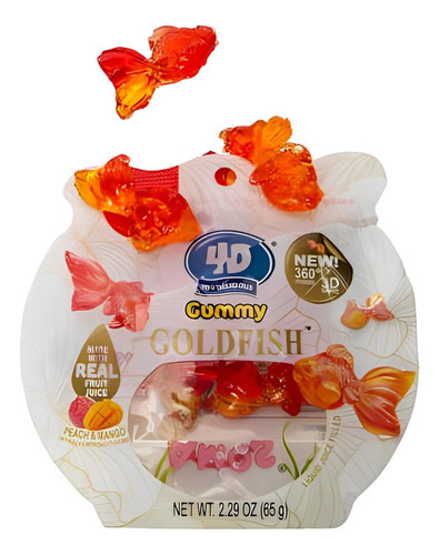 Gomitas Peces Sabor Durazno Y Mango Amos 4d Goldfish Viral