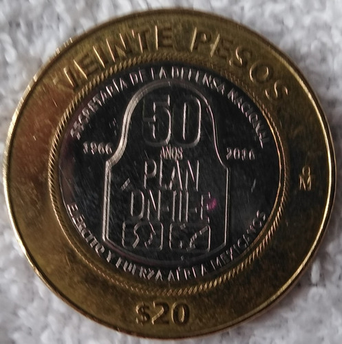 Moneda Bimetalica 20 Pesos 50 Años Plan Dn-111-3