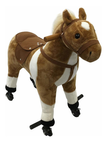 Qaba Kids Plush Ride On Toy Walking Horse Con Ruedas Y