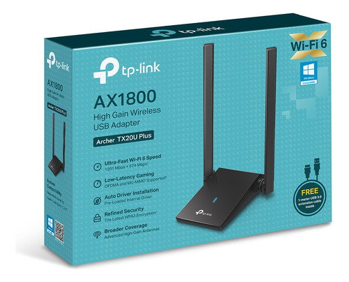 Adaptador Usb Tp-link Archer Tx20u Plus Wi-fi 6 Ax1800