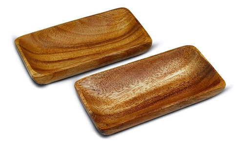 Platos Tallados De Madera De Acacia Hechos A Mano, Juego De 