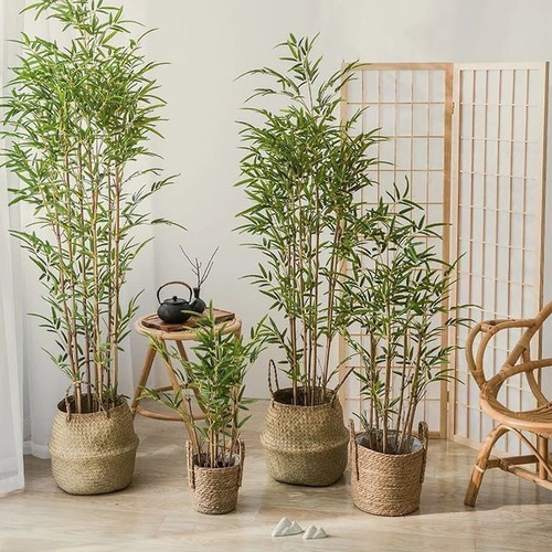 Kit 10 Haste Bambu Da Sorte Artificial Grande Arranjo Verde