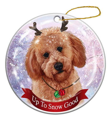 Adorno Navideño Porcelana Diseño Perro Labradoodle Color