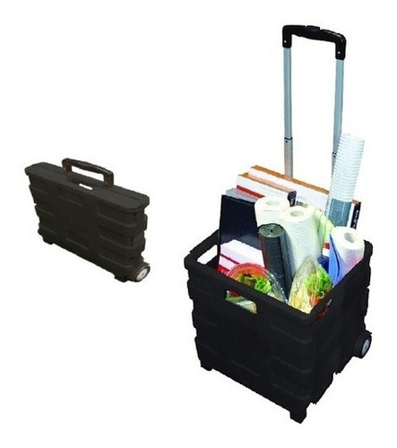 Carrito Portátil Rack Caja 50 L Plegable Carga 35 Kg Ruedas