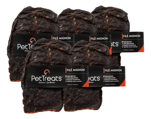 Kit 5 Petisco Cães Filé Mignon Natural Desidratado Pettreats