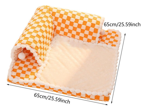Cama Para Gatos, Cálida Y Acogedora Para El Naranja L
