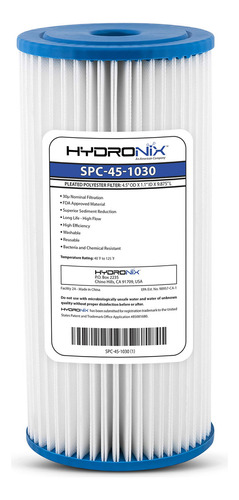 Hydronix Spc-45- R30-bb Y Rs6 - Filtro De Agua Plisado P