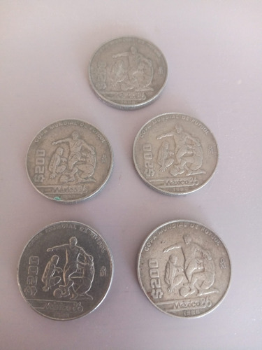 Imagen 1 de 2 de 5 Monedas $200 México Mundial 1986