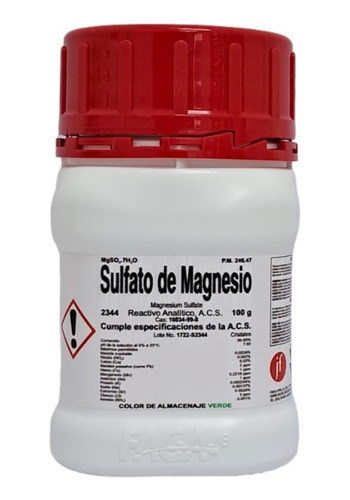 Sulfato De Magnesio R. A. De 100 G Fagalab