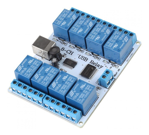 Placa Rele Usb + Controlador Modulo 12vdc 8 Canal Tipo 12v