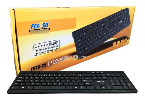 Teclado Ultra Fino Feasso Chocolate Usb Fatc-22  Silencioso