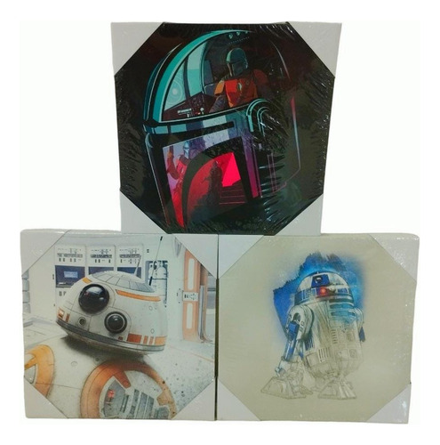 Cuadro Decorativo Canvas Star Wars 30x30 Cm Armazón Blanco