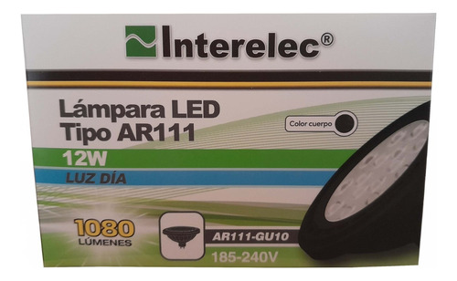 Lampara Led Dicroica Negra Ar111 12w Gu10 Cálida O Fría 