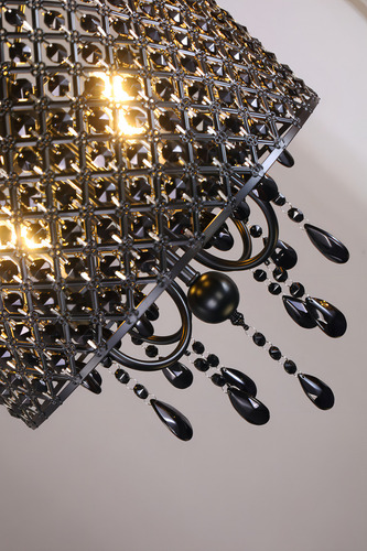 Lampara Candil De Cristal D'gala Iluminacion Dg3023 Tambor Estructura Negro