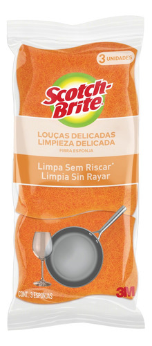 Esponja Scotch-Brite Não Risca Limpeza Delicada laranja pacote x 3