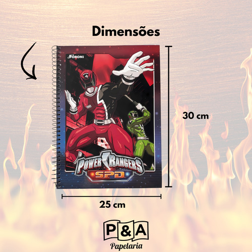 Caderno 1x1 Capa Dura Foroni 96 Folhas Power Rangers S.p.d