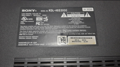 Imagen 9 de 10 de Tv Sony Original Bravia 46 Lcd Kdl-46s3000 Vendo O Cambio