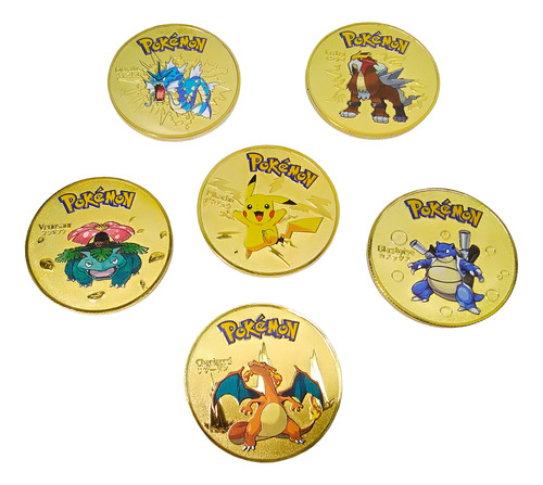 Monedas Pokemon Metalicas Coleccion X6 Pikachu Charizard