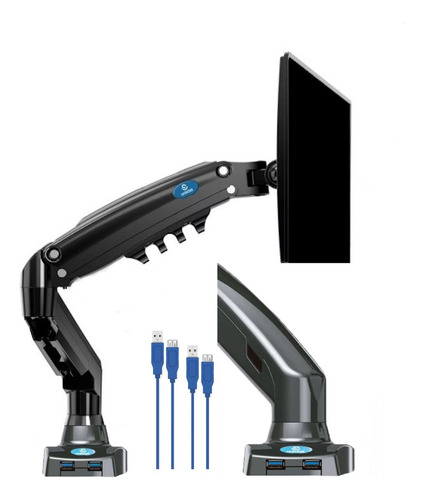 Suporte Braço Articulado Monitor 17 A 30 Pol 2 Porta Usb 3.0
