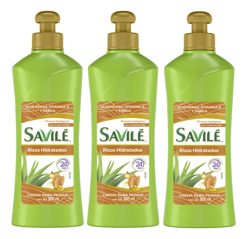 3 Crema Para Peinar Savilé Almendra Rizos Hidratados 300ml